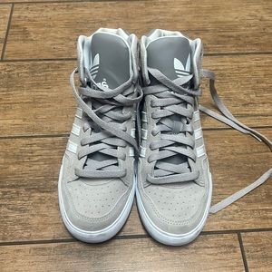 Adidas Extaball Grey and White High Tops